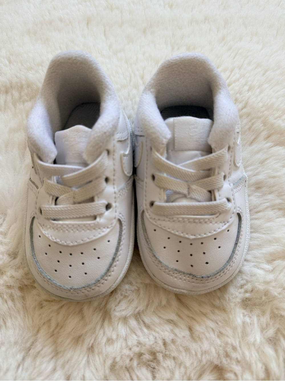 Nike Air Force One Toddler White Athletic Lace-Up Crib Shoes 3C
